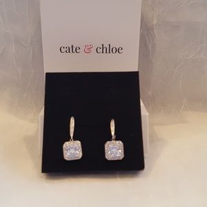 cate and chloe princess cut earrings nib